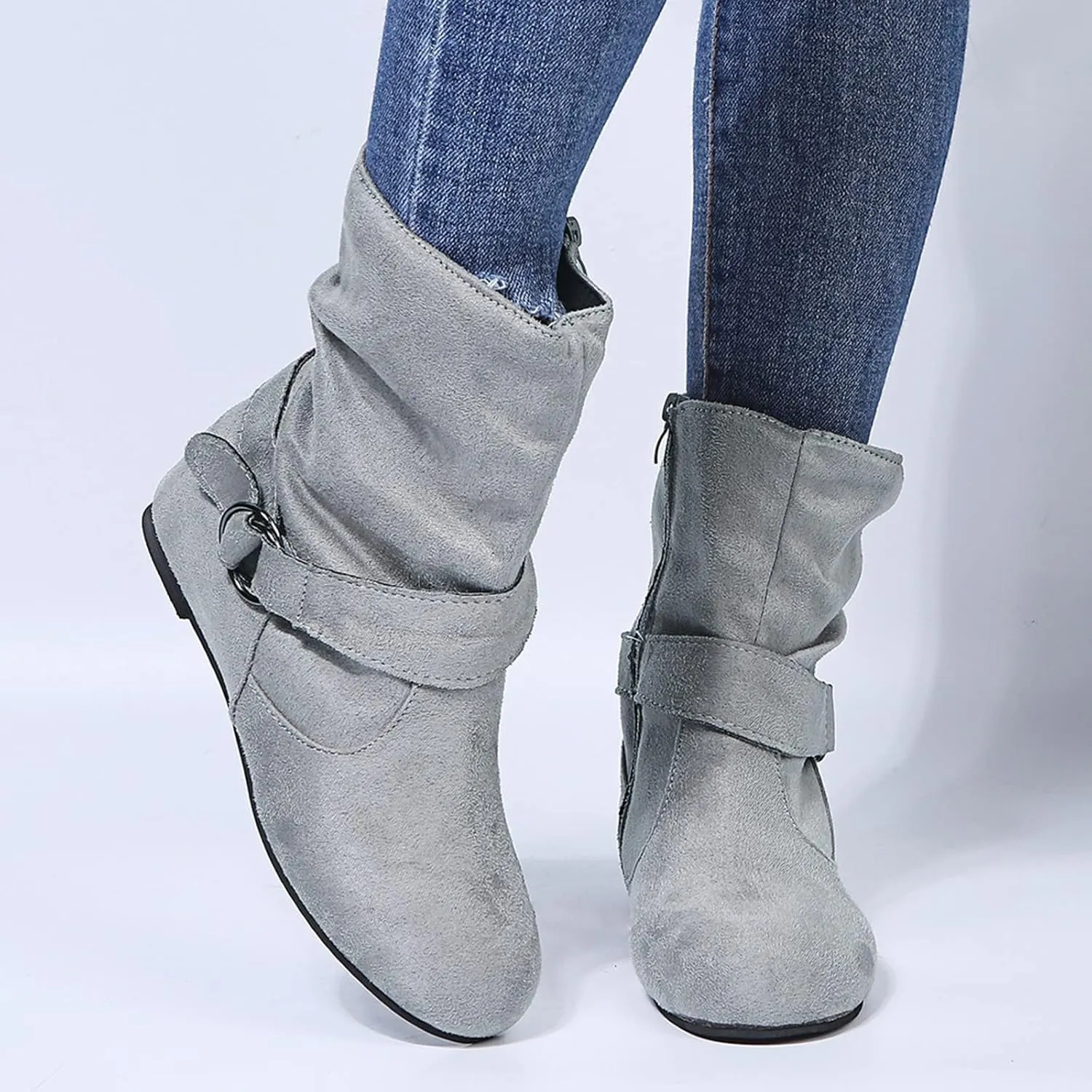 Ankle Booties for Women, Womens Retro Cowboy Boots Closed Toe Low Heel Combat Western Shoes Fringed Ankle Boots