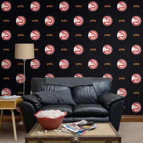 Atlanta Hawks (Black): Logo Pattern - Officially Licensed NBA Peel & Stick Wallpaper