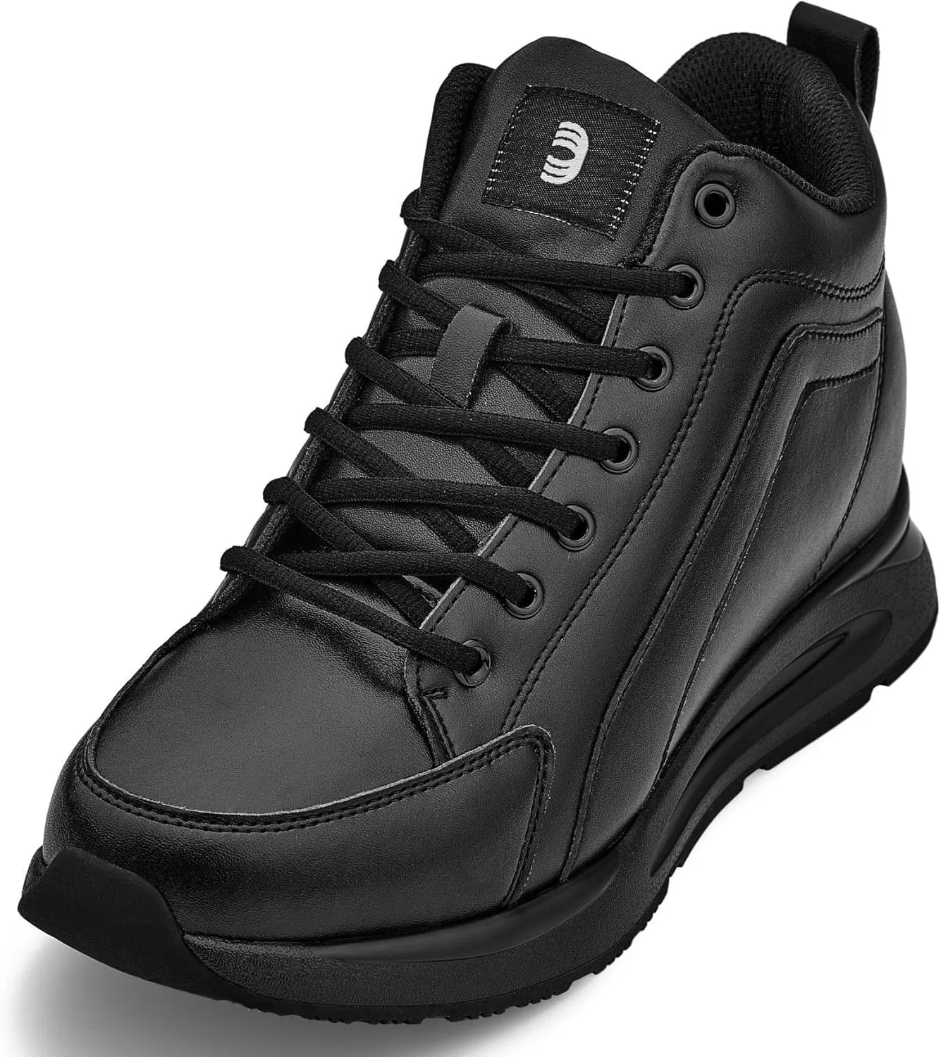 CALTO Men's Invisible Height Increasing Elevator Shoes - Black Fashion Mid Top Basketball Sneakers - 3.2 Inches Taller - S23304- Size 8 D(M) US