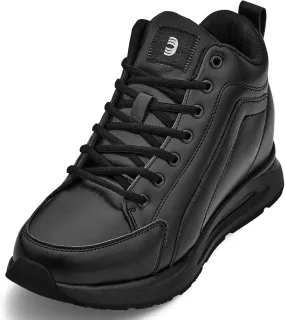 CALTO Men's Invisible Height Increasing Elevator Shoes - Black Fashion Mid Top Basketball Sneakers - 3.2 Inches Taller - S23304- Size 8 D(M) US