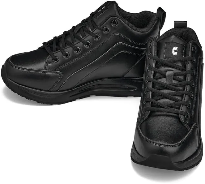 CALTO Men's Invisible Height Increasing Elevator Shoes - Black Fashion Mid Top Basketball Sneakers - 3.2 Inches Taller - S23304- Size 8 D(M) US