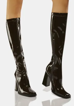 Choco Gloss Knee High Boots