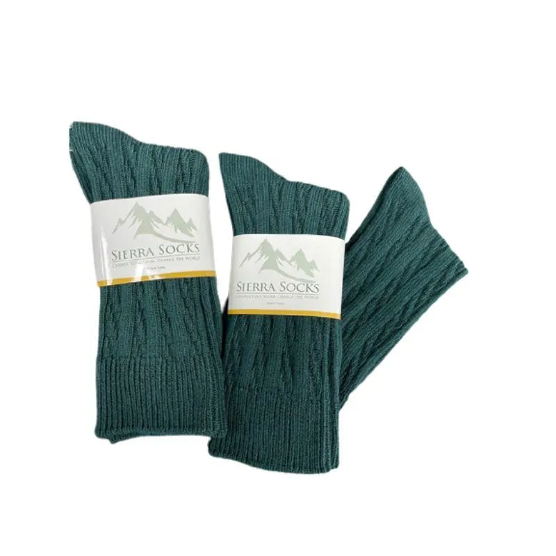 Classic Cable Knit Combed Cotton Crew Socks 2 Pair Pack