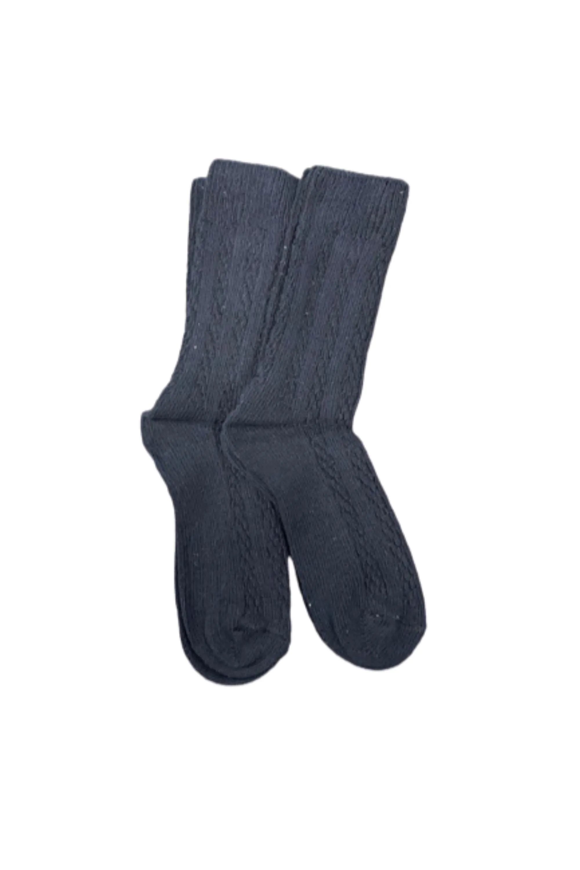 Classic Cable Knit Combed Cotton Crew Socks 2 Pair Pack