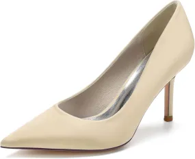 FufoneUS Wedding Bridal Shoes Women's Stiletto High Heel Dress Pumps Pointed Toe Evening Party Shoes,Champagne,10