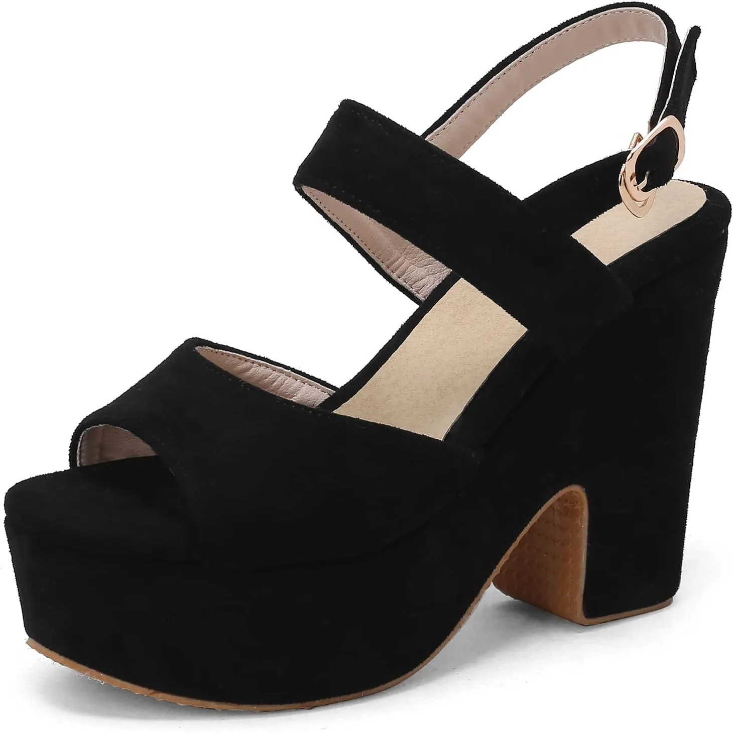 Gicoiz Women Chunky High Heels Platform Peep Toe Sandals