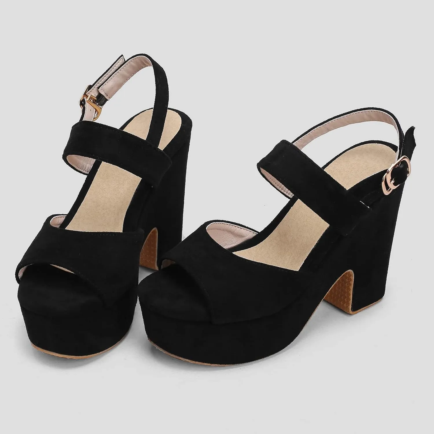 Gicoiz Women Chunky High Heels Platform Peep Toe Sandals
