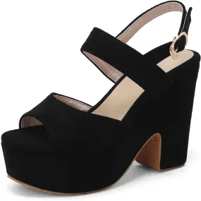 Gicoiz Women Chunky High Heels Platform Peep Toe Sandals