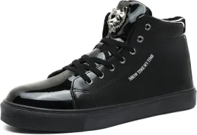 IGxx Men's Sneakers Punk Ankle Boots for Men Metal Rivet High Top Lace-up Running Basketball Shoes for Shiny Metal Decoration Shoes Motorcycle Boots