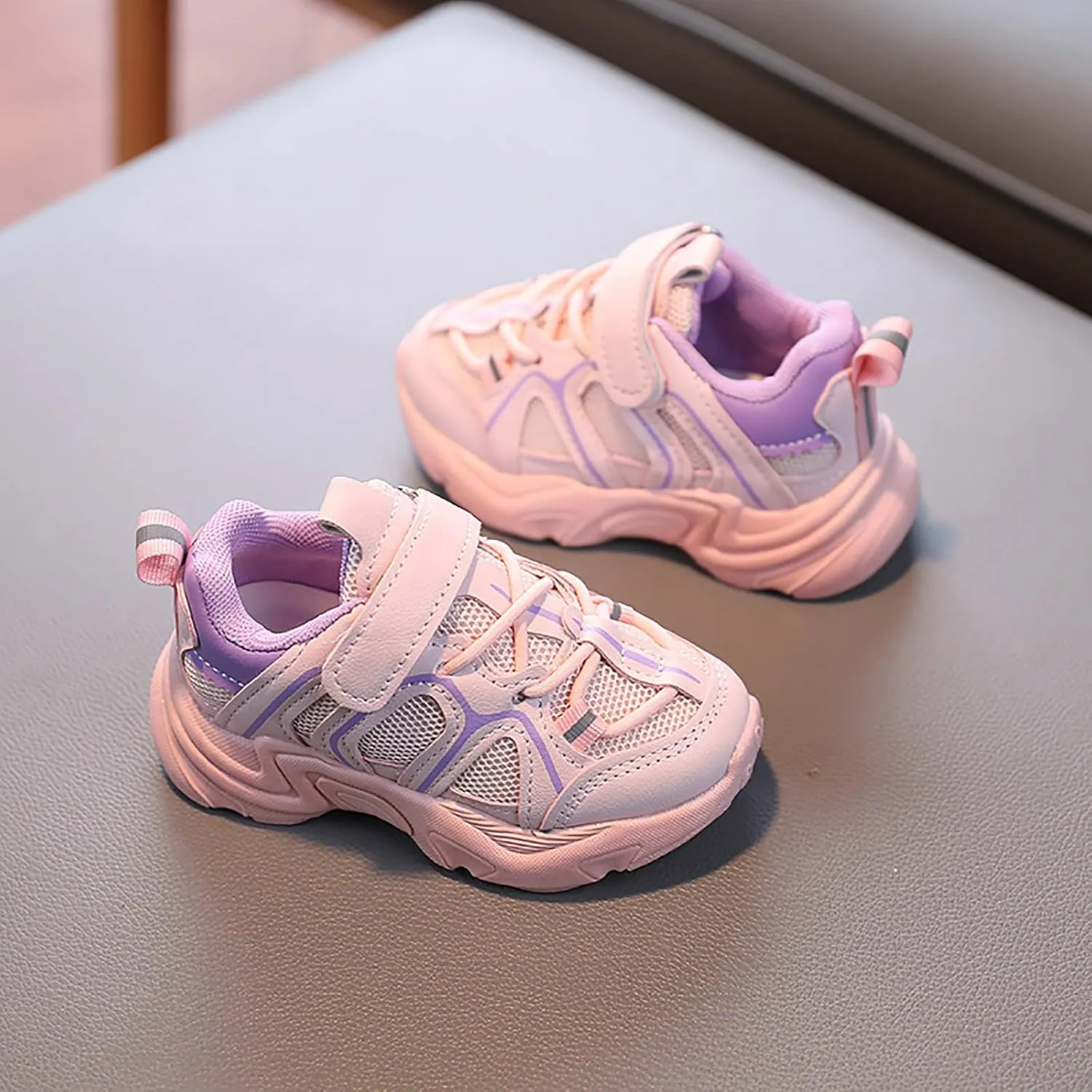 Kids Sneaker with Adjustable Strap, Comfort Support School Running Sport Shoes for Boys Girls Mesh Slip Boots Boys