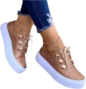 Ladmiple Sneakers For Women Slip On Wide Width Fashion Casual Comfortable Walking Shoes Lace Up Platform Flats Loafers