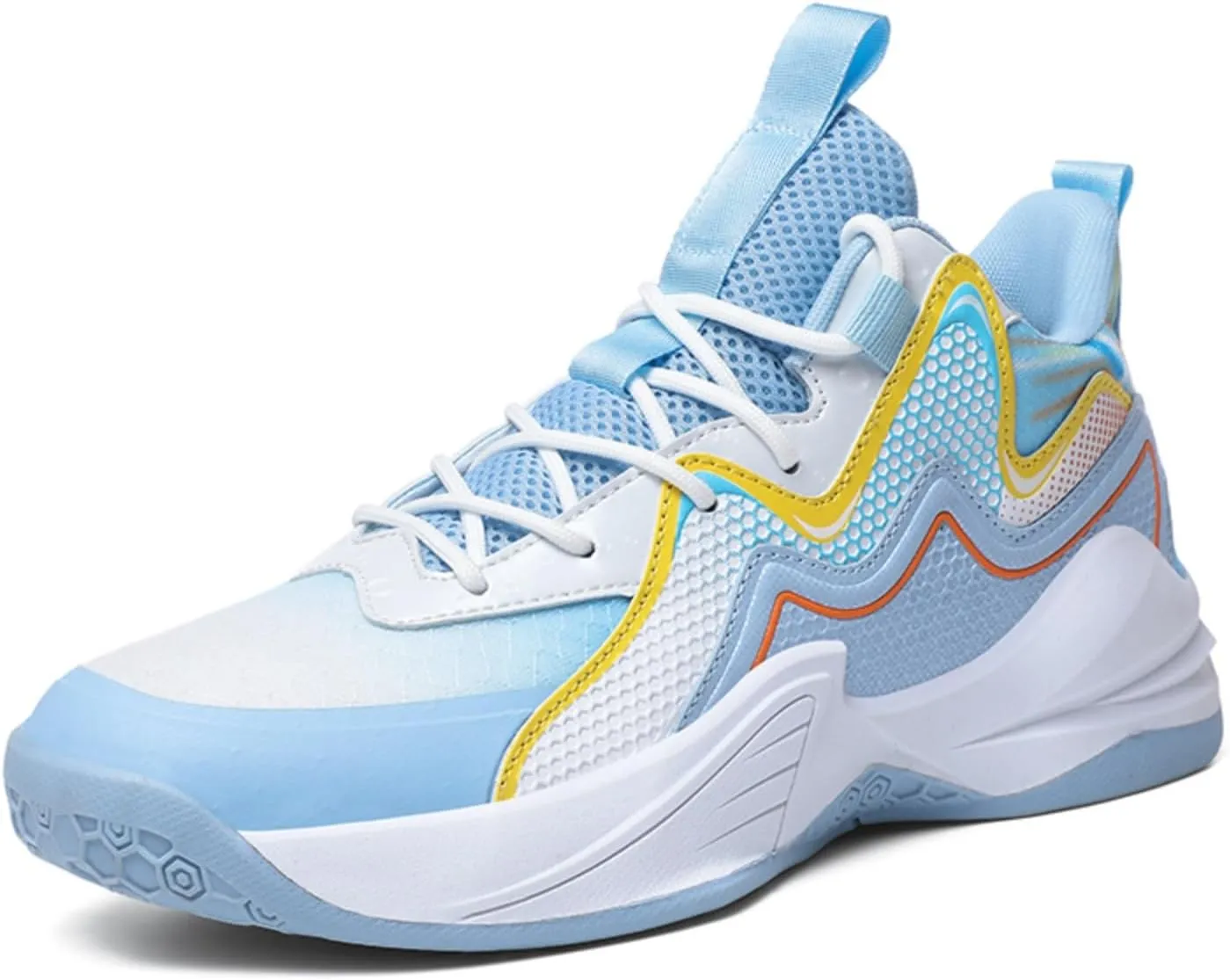 Men's Breathable Mesh Lace Up Basketball Shoes Fashion High-Top Non-Slip Sneakers Casual Gym Sports Tennis Jogging Shoes