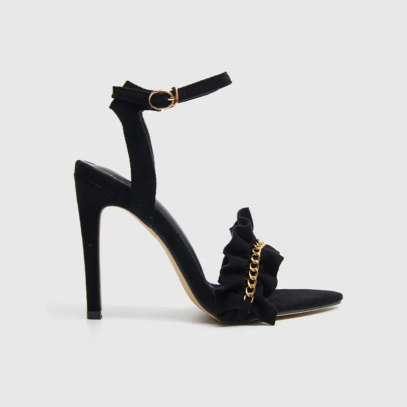 Pointy Toe High Heels Sandals  Black
