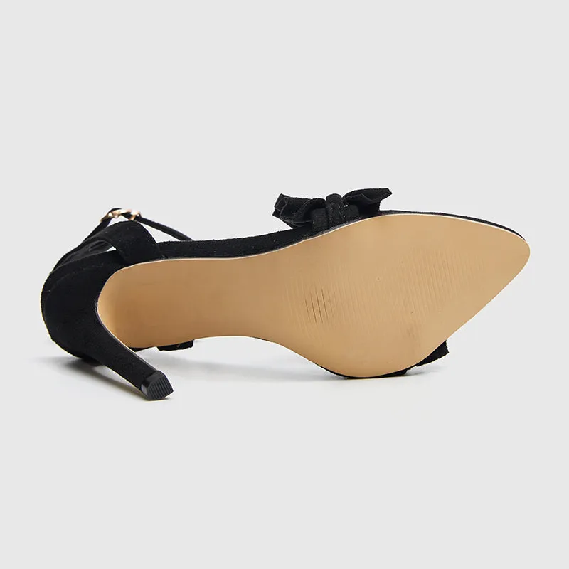 Pointy Toe High Heels Sandals  Black