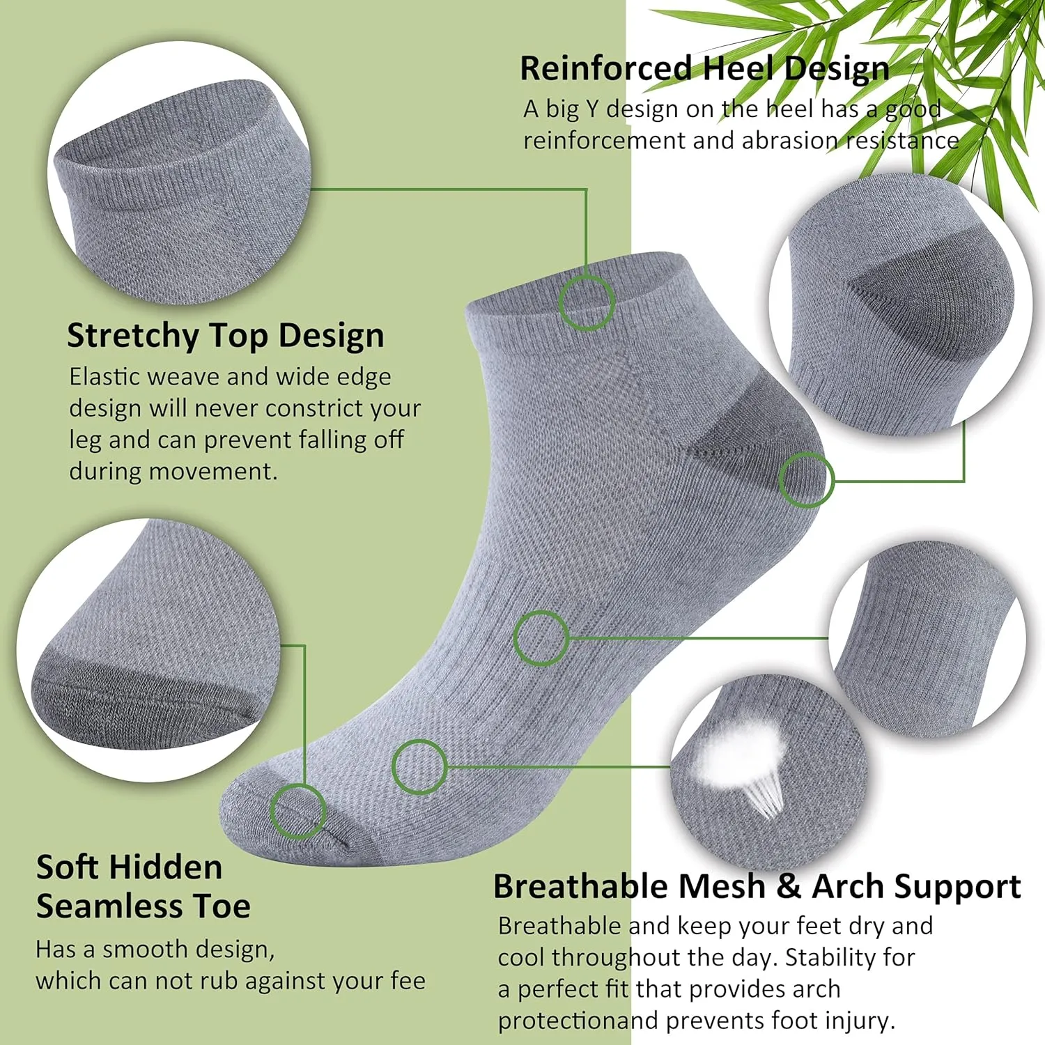 SPST Running Viscose Socks, Women Men Moisture Wicking Cushioned Breathable Soft Ankle/Crew Hiking Low Cut Seamless Socks
