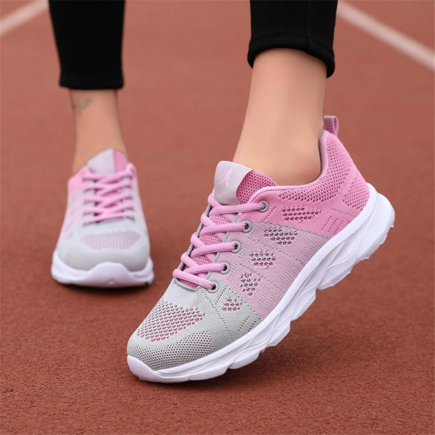 SuanlaTDS Women's Fashion Sneakers Women's Running Shoes Lightweight Non Slip Breathable Mesh Sneakers Sports Athletic Walking Work Shoes Ladies Girls Lace-up Sneakers