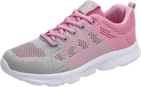 SuanlaTDS Women's Fashion Sneakers Women's Running Shoes Lightweight Non Slip Breathable Mesh Sneakers Sports Athletic Walking Work Shoes Ladies Girls Lace-up Sneakers
