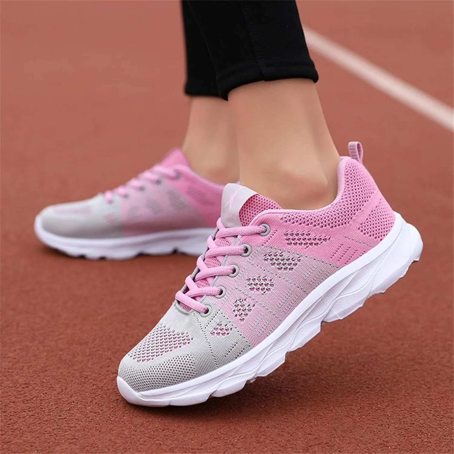 SuanlaTDS Women's Fashion Sneakers Women's Running Shoes Lightweight Non Slip Breathable Mesh Sneakers Sports Athletic Walking Work Shoes Ladies Girls Lace-up Sneakers