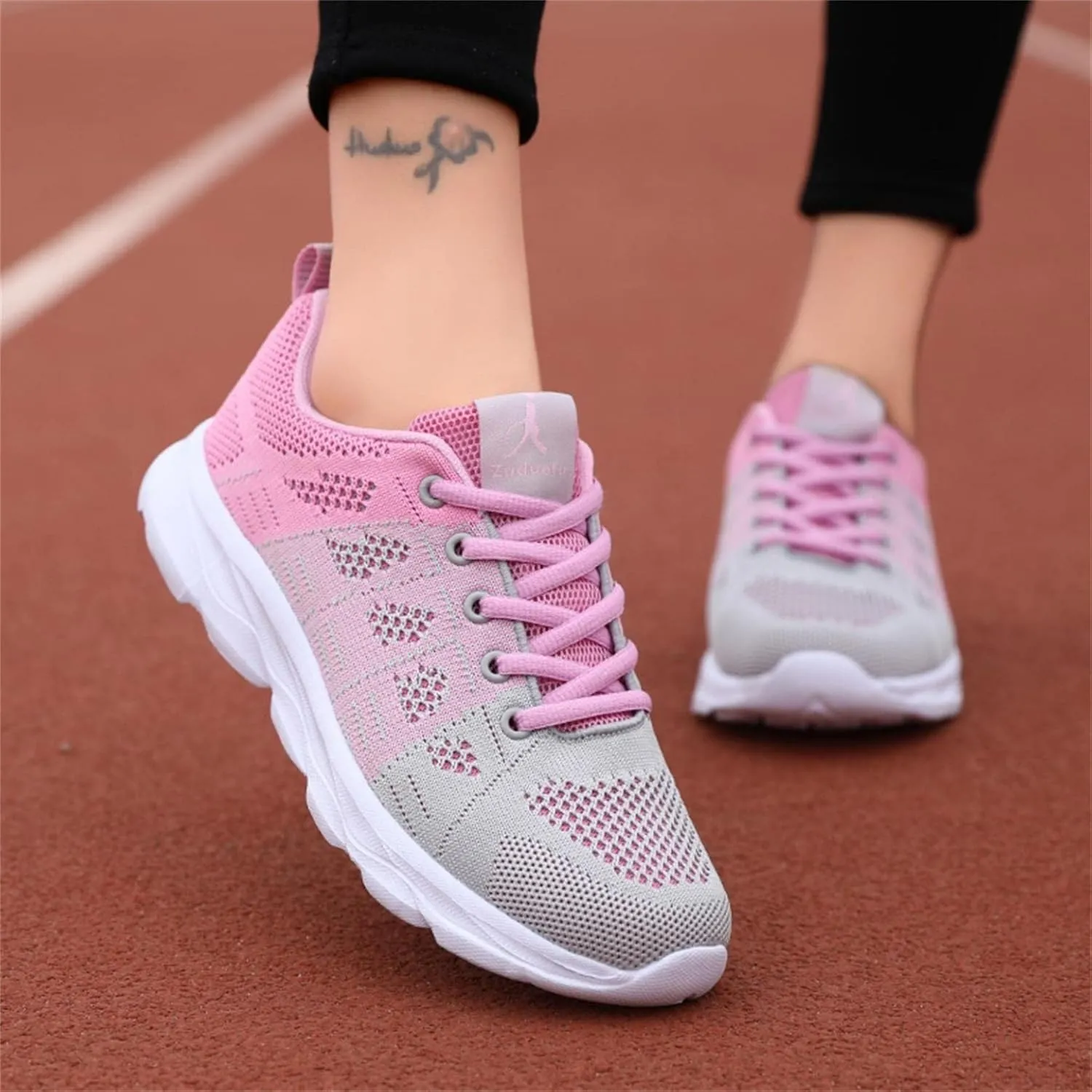 SuanlaTDS Women's Fashion Sneakers Women's Running Shoes Lightweight Non Slip Breathable Mesh Sneakers Sports Athletic Walking Work Shoes Ladies Girls Lace-up Sneakers