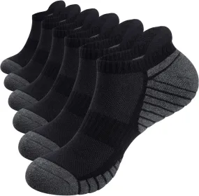 TANSTC Mens 6 Pairs Anti-Blister Cushioned Breathable Running Cotton Socks, Athletic Ankle Sports