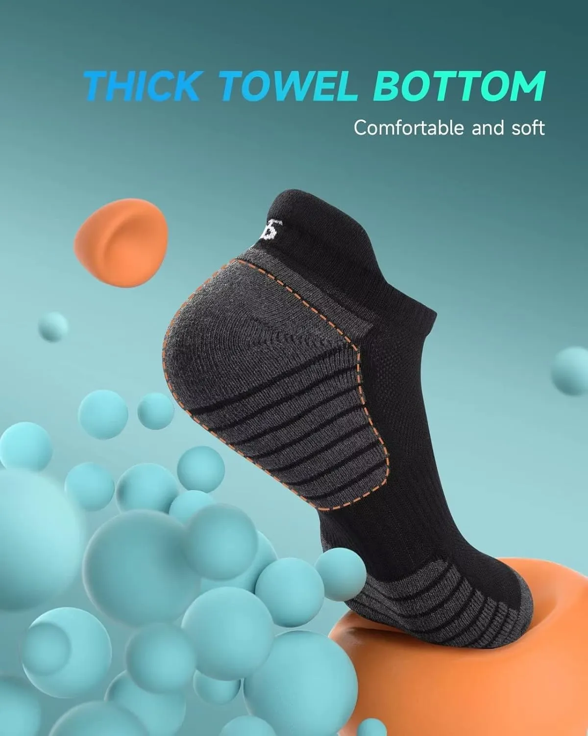 TANSTC Mens 6 Pairs Anti-Blister Cushioned Breathable Running Cotton Socks, Athletic Ankle Sports