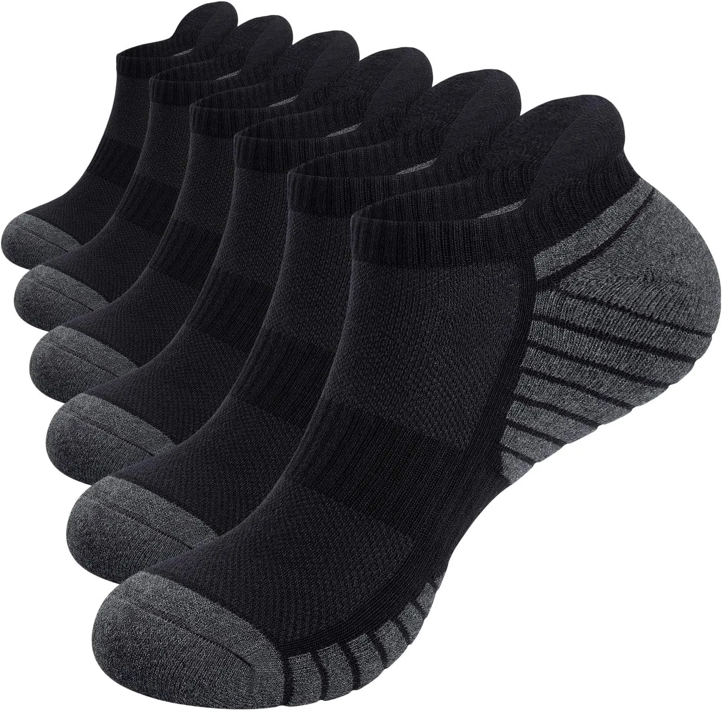 TANSTC Mens 6 Pairs Anti-Blister Cushioned Breathable Running Cotton Socks, Athletic Ankle Sports