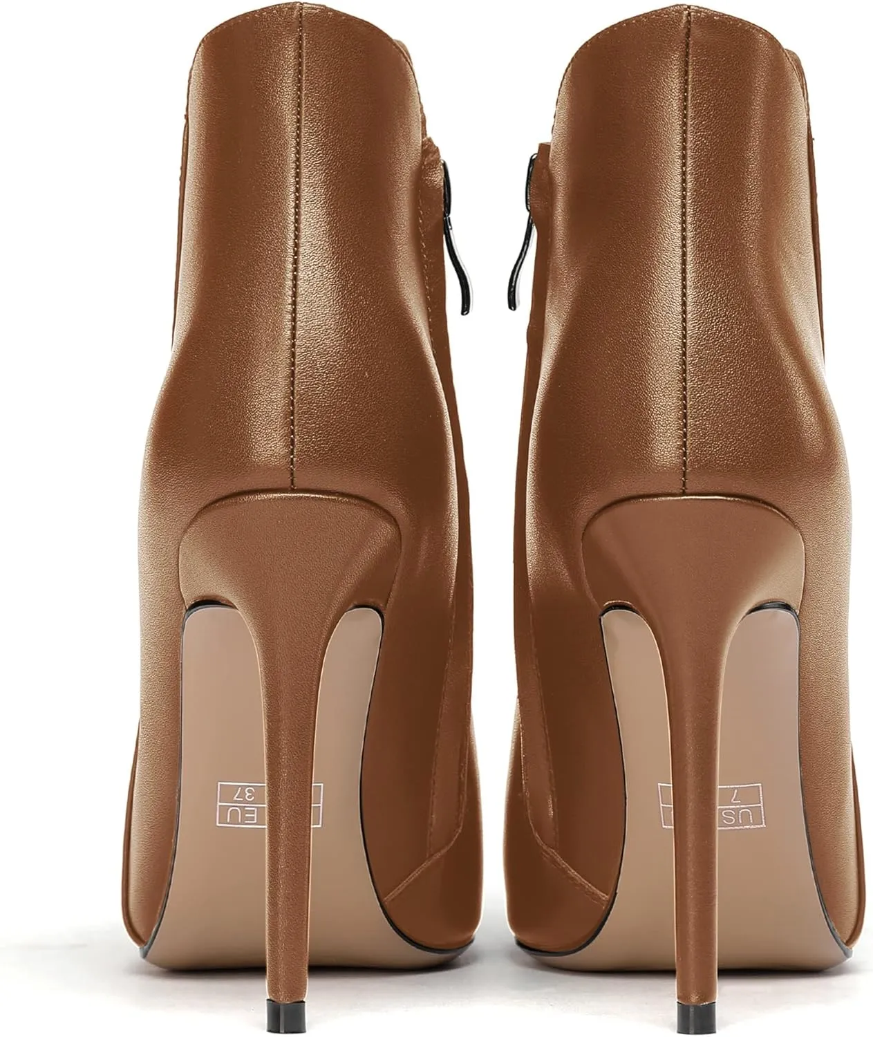 WAYDERNS Women's Side Zipper Pointed Toe Matte Stiletto High Heel Ankle High Boots 4 Inch
