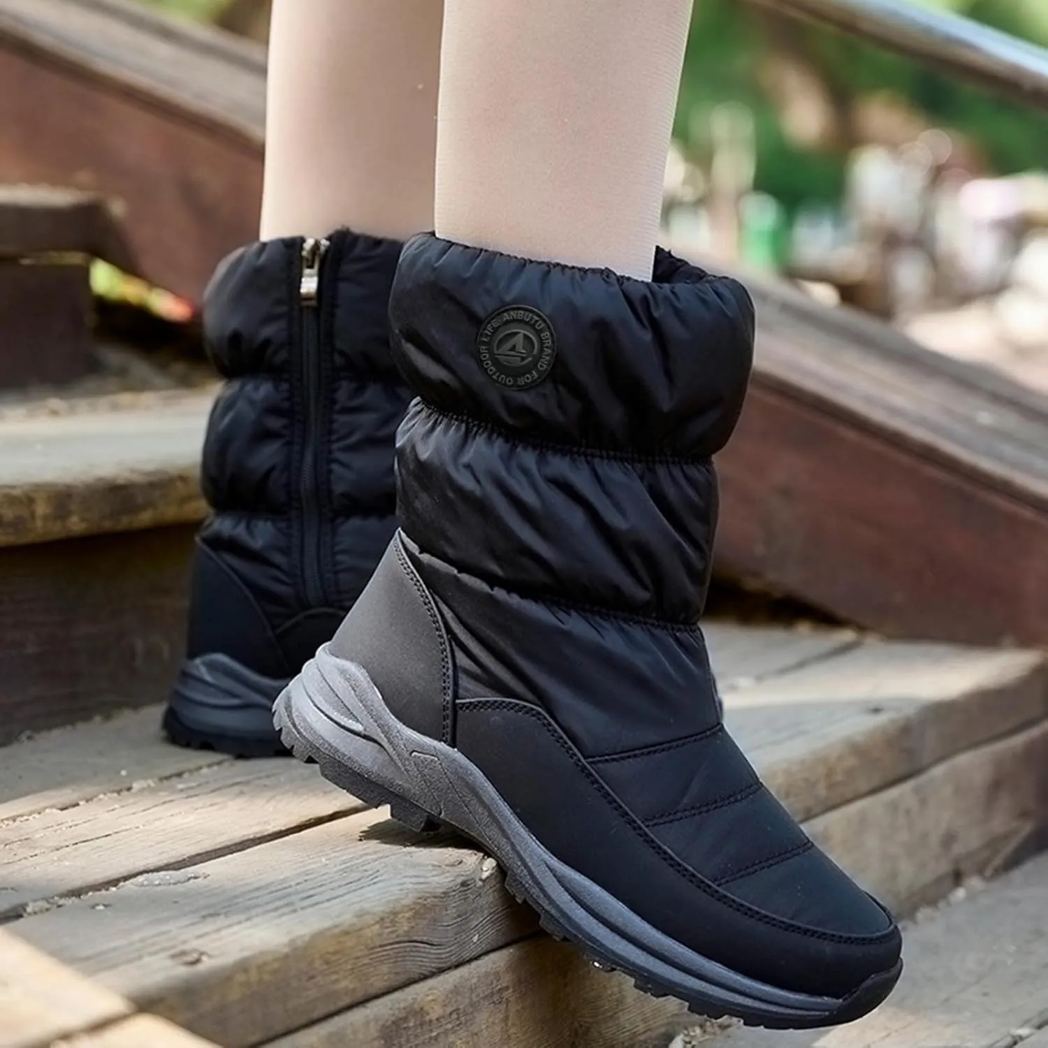 Winter Boots for Women Fuzzy Mid Calf Warm Boots Waterproof Booties Comfortable Outdoor Anti Slip Shoes