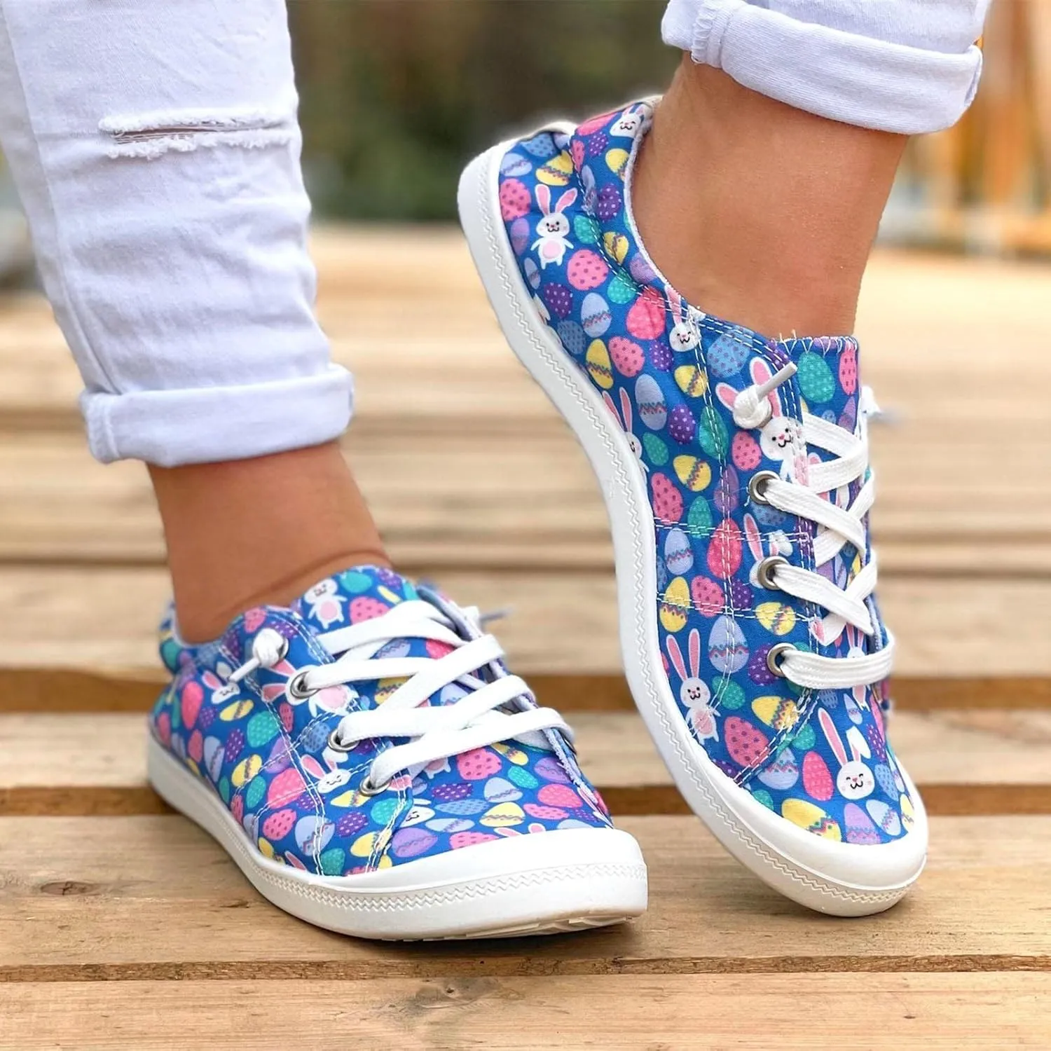 Women Fashion Casual Sneakers Canvas Lace-Up Loafers Lightweight Ladies Shoes Flat Soft Soled Comfortable Shoes Cute Slip on Wide Feet Toe Box Breathable Arch printed lace couples B84-Green
