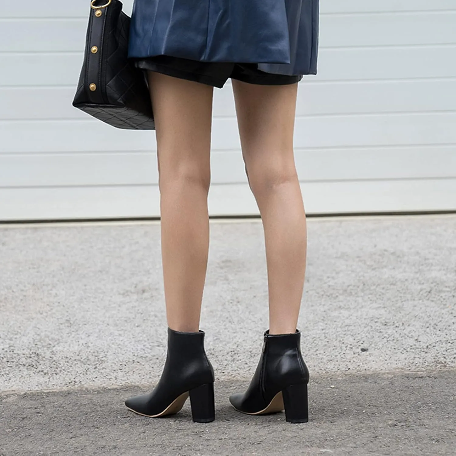 Women Formal Block High Heels Chelsea Ankle Boots