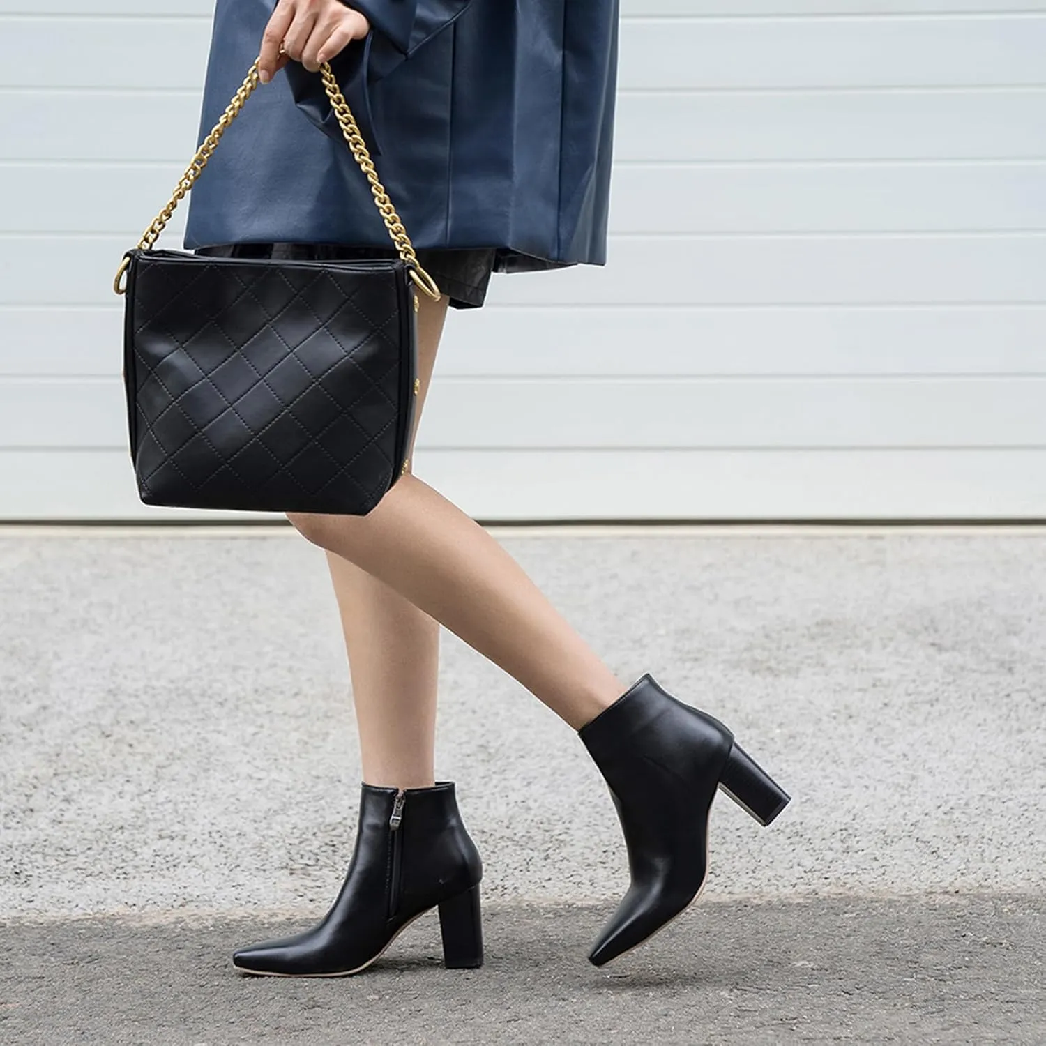 Women Formal Block High Heels Chelsea Ankle Boots