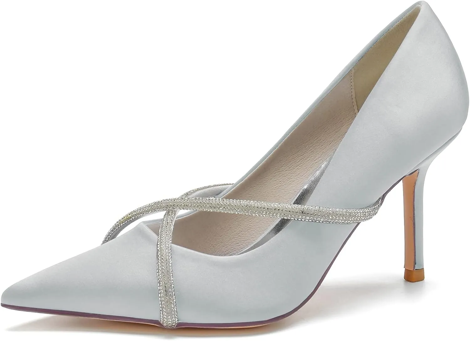 Women's Classic Closed Pointed Toe Stiletto High Heels Pumps Shoes for Party Evening Wedding,Silver,5