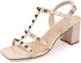Women's Open Toe Block High Heels Square Toe Heeled Sandals Ankle Strap Shoes Kitten Heels Chunky Heels High Heel Sandals