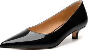 Women's Pumps, Pointed Toe Kitten Heels, Fashion Solid Patent High Heels for Women 1.3 Inch