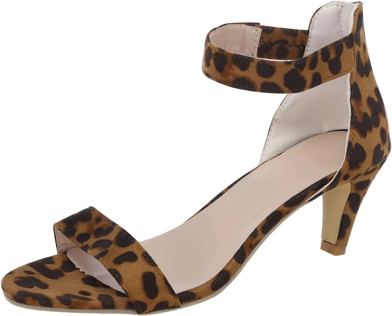 Yanzhenglip Sandals Women, Women'S Leopard Sandals High Heels, Fashion Pointy Sandals Stiletto Comfortable Mid-Heel Dress Sandals Classic Open-Toe Sandals
