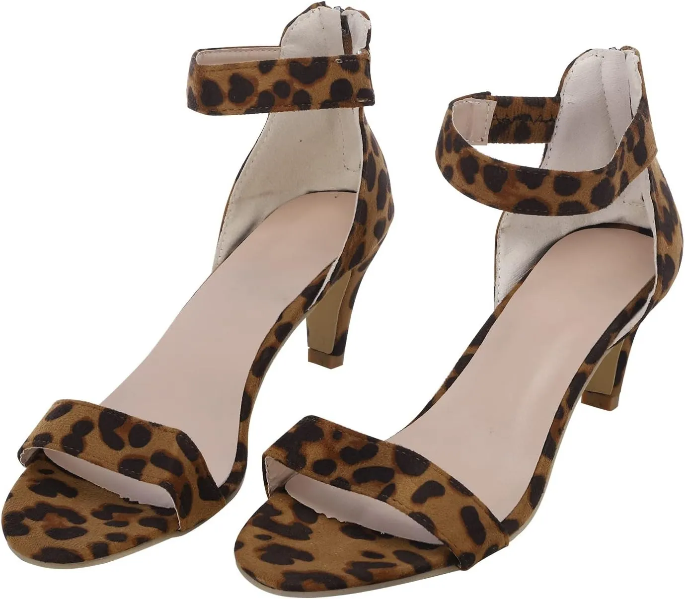 Yanzhenglip Sandals Women, Women'S Leopard Sandals High Heels, Fashion Pointy Sandals Stiletto Comfortable Mid-Heel Dress Sandals Classic Open-Toe Sandals