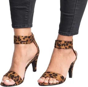 Yanzhenglip Sandals Women, Women'S Leopard Sandals High Heels, Fashion Pointy Sandals Stiletto Comfortable Mid-Heel Dress Sandals Classic Open-Toe Sandals