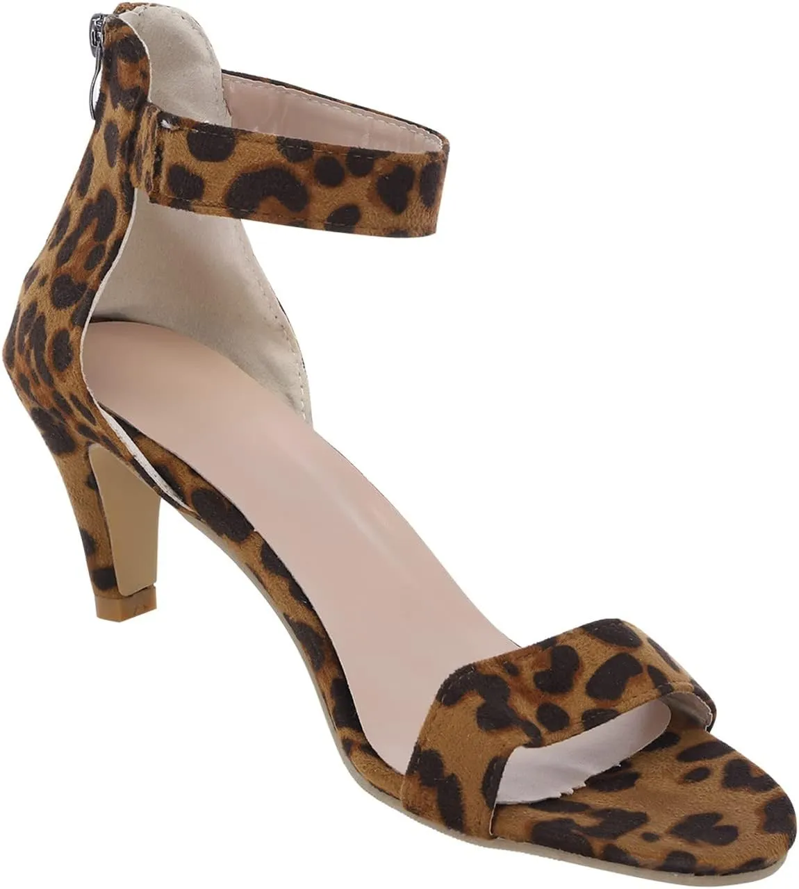 Yanzhenglip Sandals Women, Women'S Leopard Sandals High Heels, Fashion Pointy Sandals Stiletto Comfortable Mid-Heel Dress Sandals Classic Open-Toe Sandals