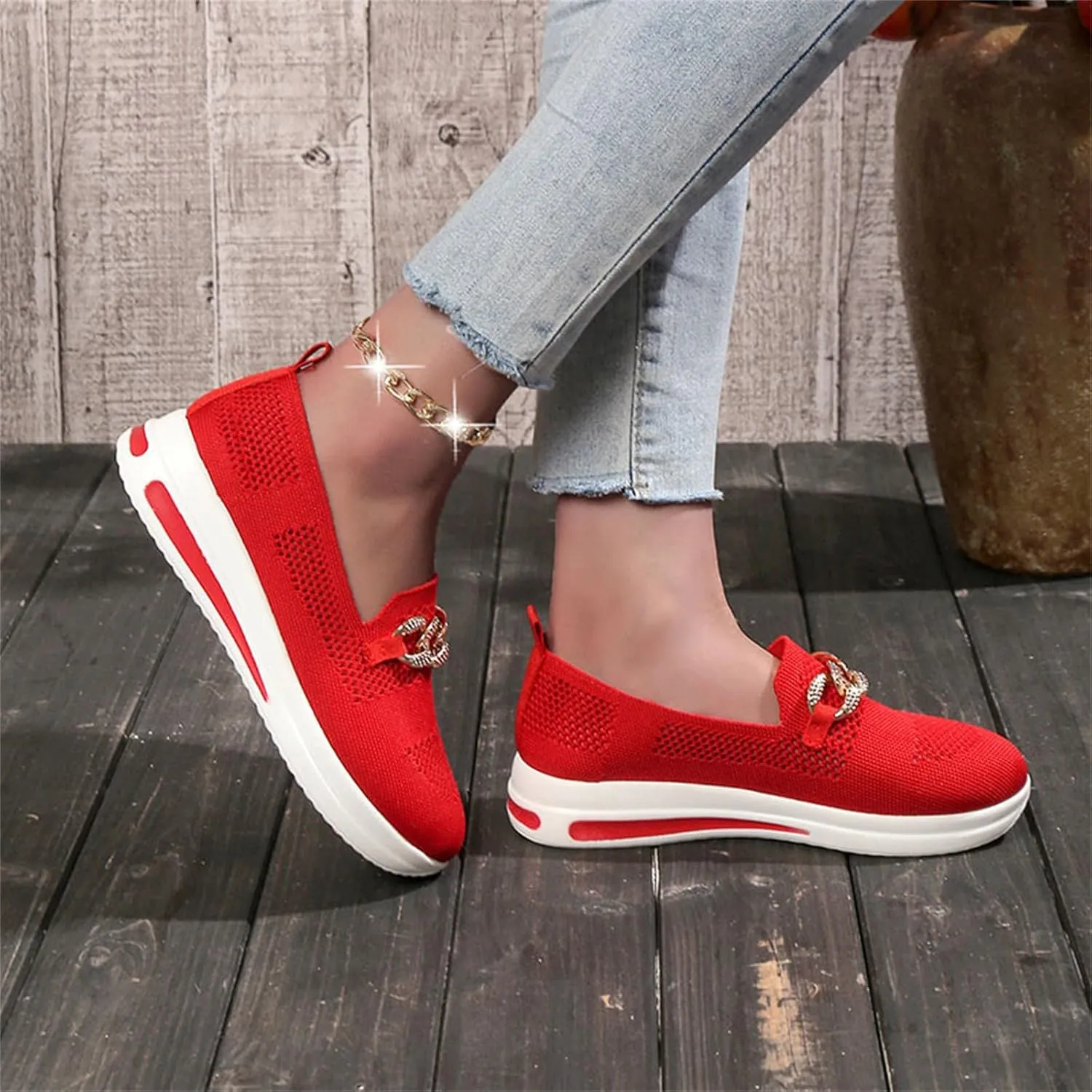 ZSpzx Loafers for Women Air Cushioned Mesh Flat Breathable Comfort Walking Sneakers Low Top Slip on Arch Support Casual Boat Shoes Elastic Athletic Shoe for Jogging Running Daily Wear