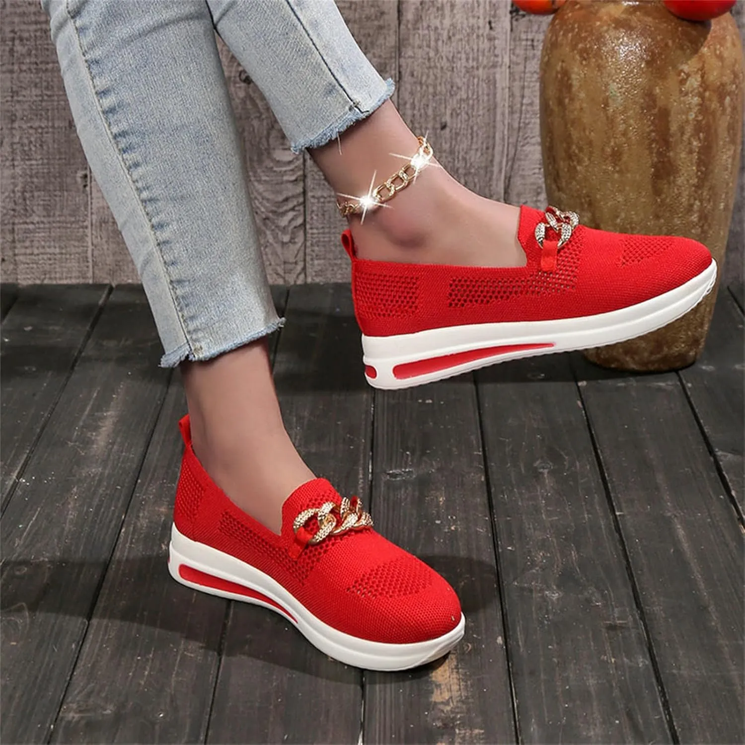 ZSpzx Loafers for Women Air Cushioned Mesh Flat Breathable Comfort Walking Sneakers Low Top Slip on Arch Support Casual Boat Shoes Elastic Athletic Shoe for Jogging Running Daily Wear