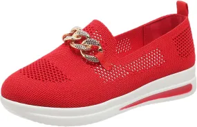 ZSpzx Loafers for Women Air Cushioned Mesh Flat Breathable Comfort Walking Sneakers Low Top Slip on Arch Support Casual Boat Shoes Elastic Athletic Shoe for Jogging Running Daily Wear